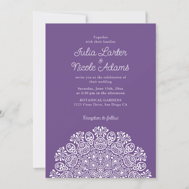 Classical Ornate Art Deco Style Mandala Wedding Inbjudningar (Framsida)