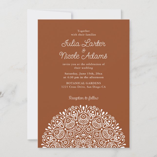 Classical Ornate Art Deco Style Mandala Wedding Inbjudningar (Framsida)