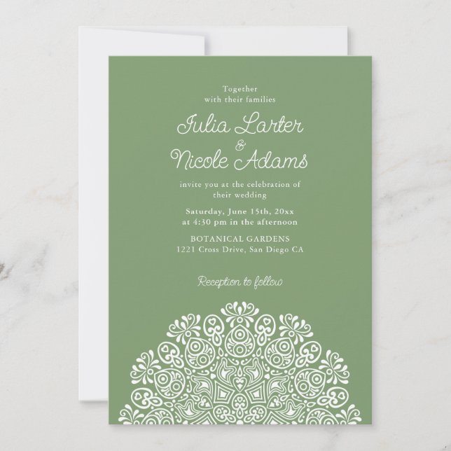 Classical Ornate Art Deco Style Mandala Wedding Inbjudningar (Framsida)