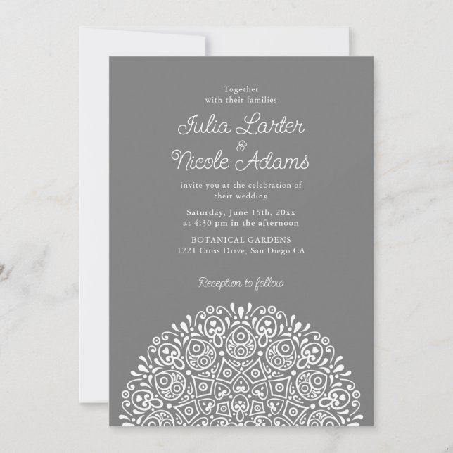 Classical Ornate Art Deco Style Mandala Wedding Inbjudningar (Framsida)