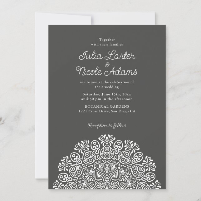 Classical Ornate Art Deco Style Mandala Wedding Inbjudningar (Framsida)