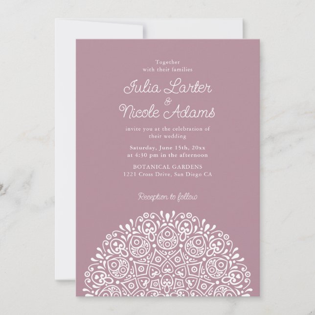 Classical Ornate Art Deco Style Mandala Wedding Inbjudningar (Framsida)