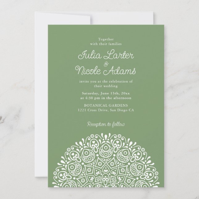 Classical Ornate Art Deco Style Mandala Wedding Inbjudningar (Framsida)