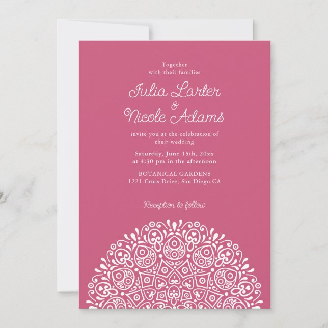 Classical Ornate Art Deco Style Mandala Wedding Inbjudningar (Framsida)