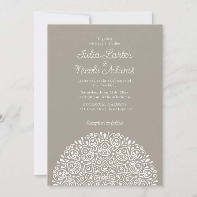 Classical Ornate Art Deco Style Mandala Wedding Inbjudningar (Framsida)