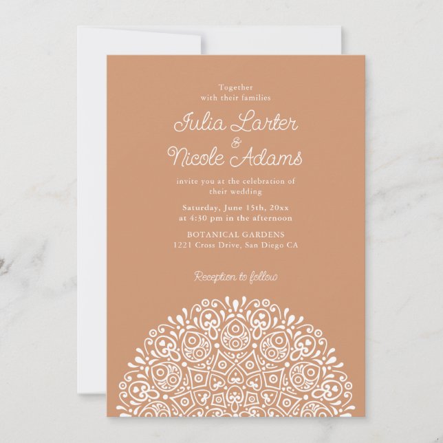 Classical Ornate Art Deco Style Mandala Wedding Inbjudningar (Framsida)