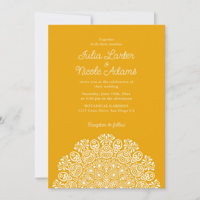 Classical Ornate Art Deco Style Mandala Wedding Inbjudningar (Framsida)