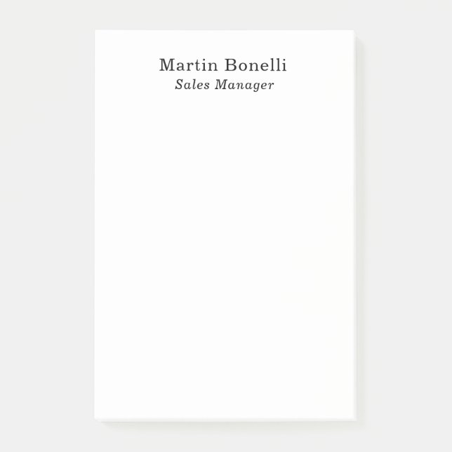 Classical Professional Own Name Information Simple Post-it Block (Framsida)