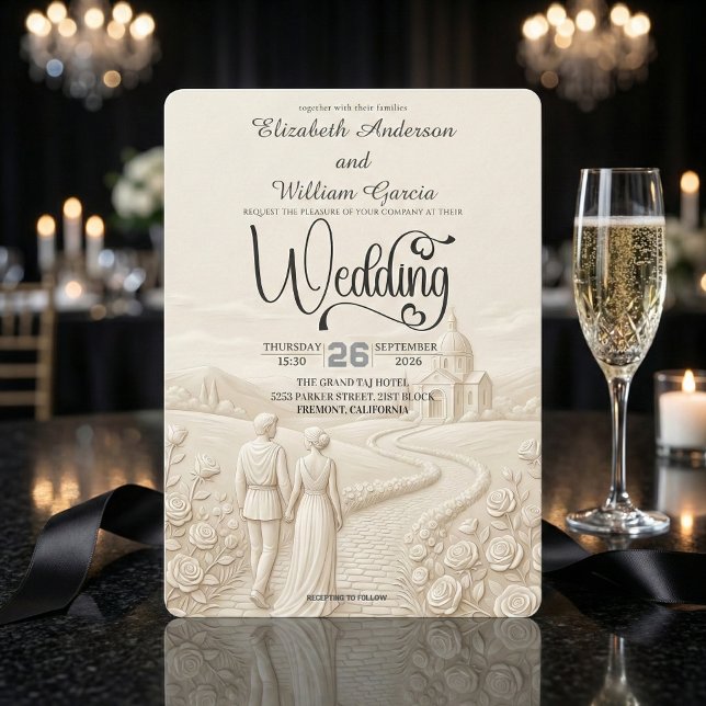 Classical Romantic Church Scene Wedding Inbjudningar (Skapare uppladdad)