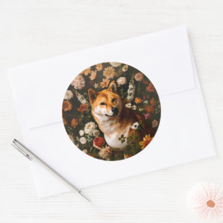 Classical Shibu Inu - Sticker Runt Klistermärke