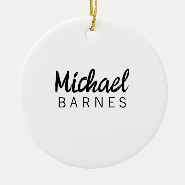 Classical White Minimalist Plain Elegant Julgransprydnad Keramik (Framsidan)