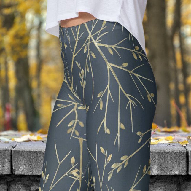 Classical William Morris Woodland Twigs Skriv ut Leggings (Woodland Twigs)