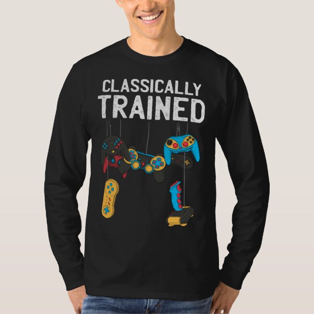 Classically Trained Retro Video and Computer Gamin T Shirt (Framsida)
