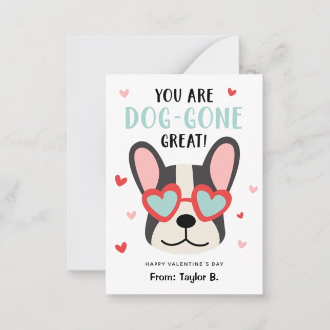 Classroom Hund Valentines Day Cards för barn Anteckningskort (Framsida)