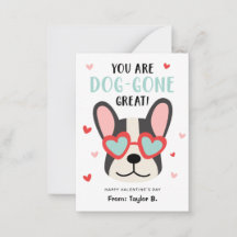 Classroom Hund Valentines Day Cards för barn