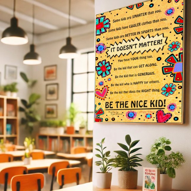 Classroom Nice Kid Blommigt Hearts Roligt Lärare Poster (Skapare uppladdad)