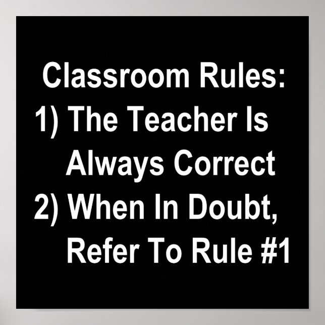 Classroom Regler (all vit text) Poster (Framsidan)