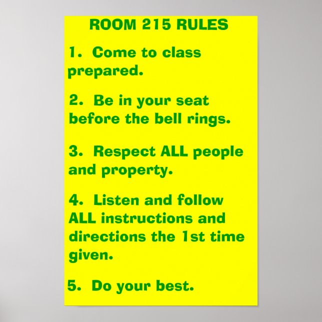 Classroom Regler Poster (Framsidan)