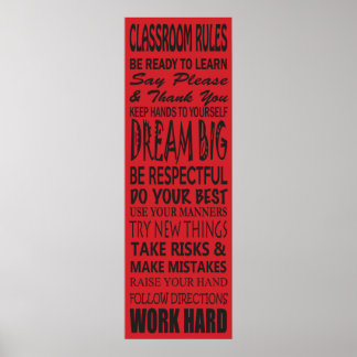 Classroom Regler Poster (Red), 12 x 36 tum