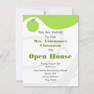 Classroom/School Open House-Grönt Apple Inbjudningar