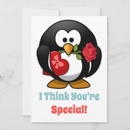 Classroom Valentine Day Penguin Heart Julkort