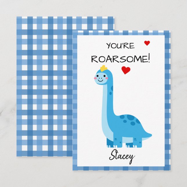 Classroom Valentine Dinosaur You're Roarsome! (Fram/baksida)