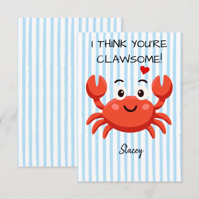Classroom Valentine "I think you're claw-some" (Fram/baksida)