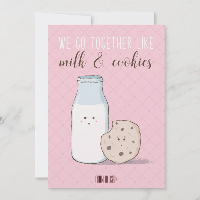 Classroom Valentine Mjölk och Cookies Card Inbjudningar (Framsida)
