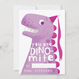 Classroom Valentine Rosa Dinosaur Julkort
