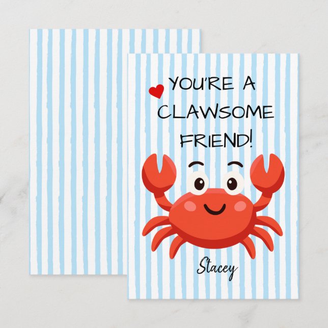 Classroom Valentine "You're a Clawsom Friend" (Fram/baksida)