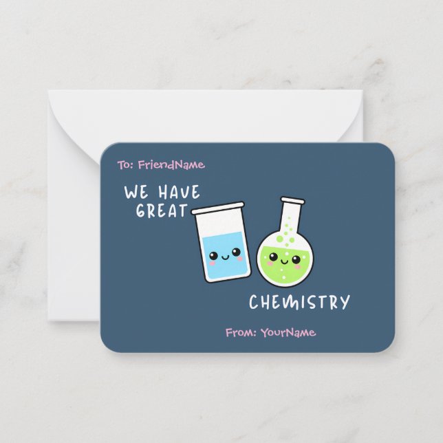 Classroom Valentines Card We Have Great Chemistry Anteckningskort (Framsida)