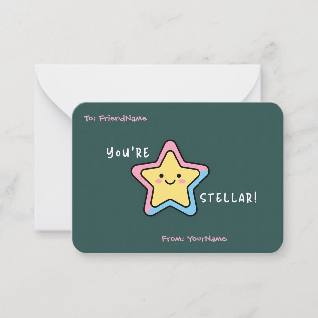 Classroom Valentines Card – You’re Stellar Anteckningskort (Framsida)