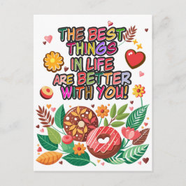 Classroom Valentines Day Boho Donuts and Flowers Helg Vykort