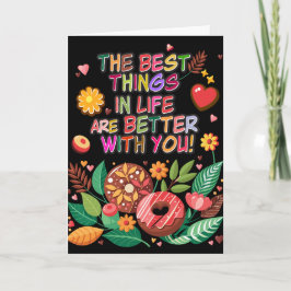 Classroom Valentines Day Boho Donuts and Flowers Kort