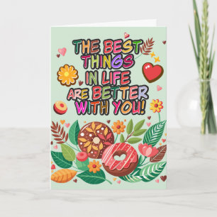 Classroom Valentines Day Boho Donuts and Flowers Kort