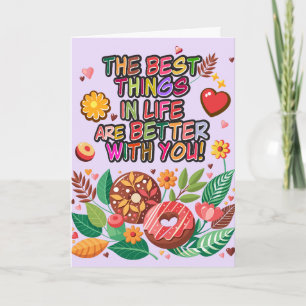 Classroom Valentines Day Boho Donuts and Flowers Kort