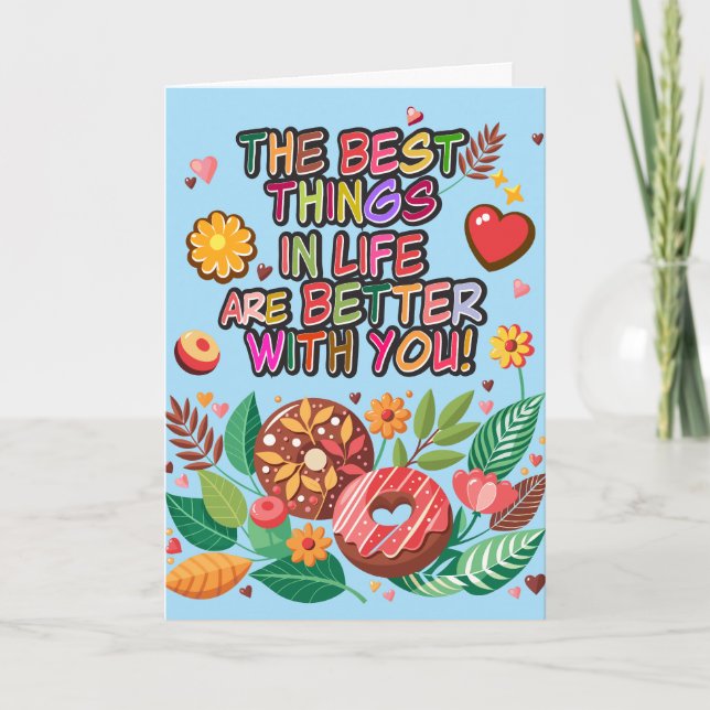 Classroom Valentines Day Boho Donuts and Flowers Kort (Framsida)