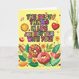 Classroom Valentines Day Boho Donuts and Flowers Kort