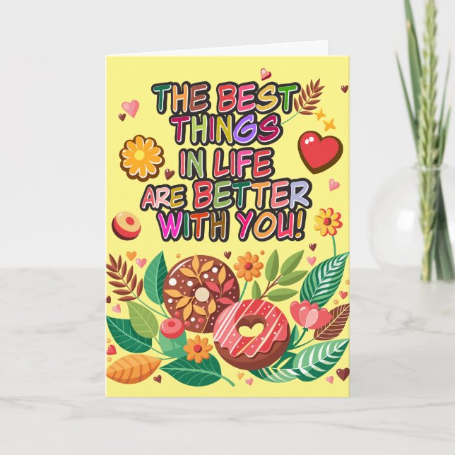 Classroom Valentines Day Boho Donuts and Flowers Kort (Framsida)