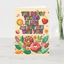 Classroom Valentines Day Boho Donuts and Flowers Kort