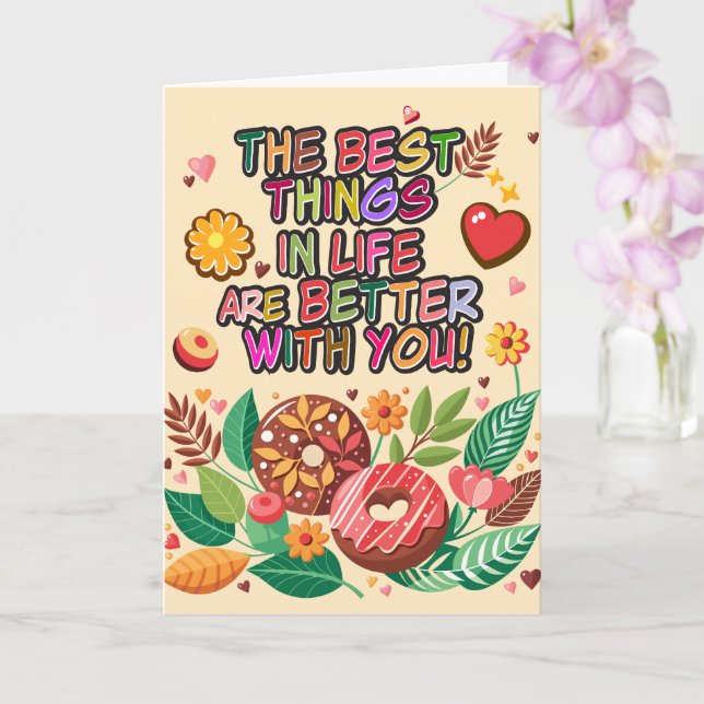 Classroom Valentines Day Boho Donuts and Flowers Kort (Orkide)