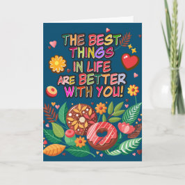 Classroom Valentines Day Boho Donuts and Flowers Kort