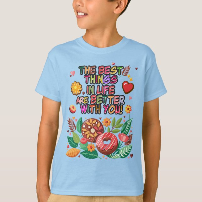 Classroom Valentines Day Boho Donuts and Flowers T Shirt (Framsida)