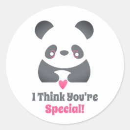Classroom Valentines Day Cute Panda Rosa Heart Runt Klistermärke