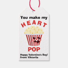Classroom Valentines Day Cute Popcorn Red Presentetikett