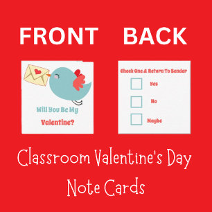 Classroom Valentines Day Little Birdie Kärlek Anteckningskort