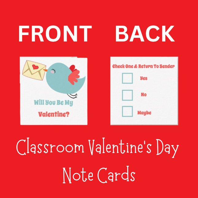 Classroom Valentines Day Little Birdie Kärlek Anteckningskort (Skapare uppladdad)