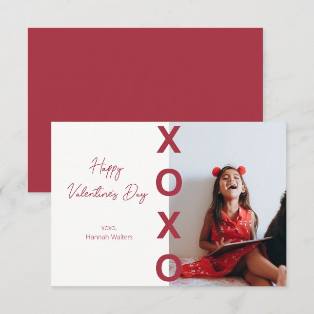 Classroom-Valentineser Red XOXO-fotokort Tack Kort (Fram/baksida)