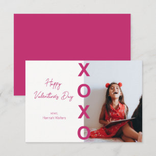 Classroom-Valentineser Shock rosa XOXO-fotokort Tack Kort
