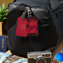 Classy Abstrakt Red and Black Monogram Luggage Tag